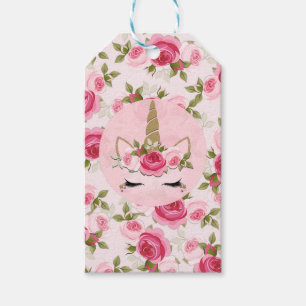 Etiqueta Para Presente Festa de aniversário de Rosas Florais Douradas Uni