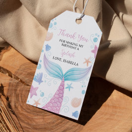 Etiqueta Para Presente Festa de aniversário de Sereia de Pastel Obrigado