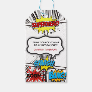Etiqueta Para Presente Festa de aniversário de Super-Herói do Livro Branc