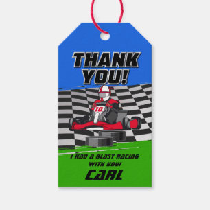 Etiqueta Para Presente Festa de aniversário do Carro de Corrida de Kart