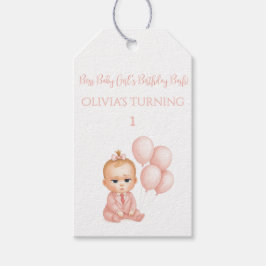 Etiqueta Para Presente Festa de aniversário do chefe do bebê - chefe rosa