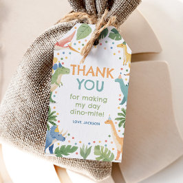 Etiqueta Para Presente Festa de Aniversário do Dinossauro em Aquarela