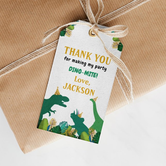 Etiqueta Para Presente Festa de aniversário do Dinossauro Obrigado (Criador carregado)