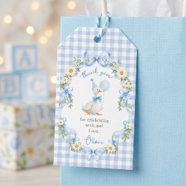 Etiqueta Para Presente Festa de Aniversário do Ganso Bobo com Laço Azul