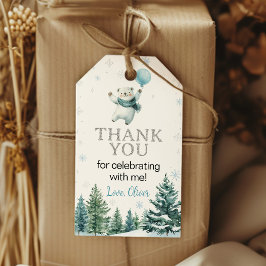 Etiqueta Para Presente Festa de Aniversário do Urso Polar de Inverno Obri