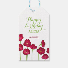 Etiqueta Para Presente Festa de aniversário Elegante Vermelho Cultivo de 