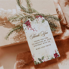 Etiqueta Para Presente Festa de aniversário Floral do Red Poinsettia