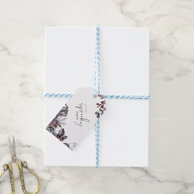 Etiqueta Para Presente Festa de aniversário Floral Spooky Halloween (Com cordão)