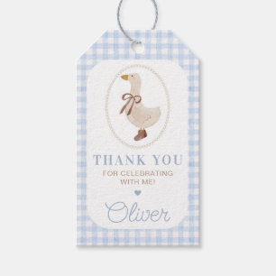Etiqueta Para Presente Festa de aniversário Gingham Azul bobo