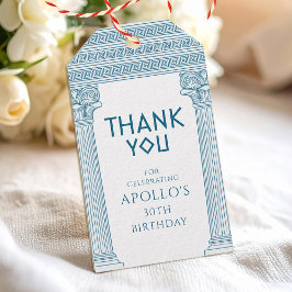 Etiqueta Para Presente Festa de aniversário grega com colunas azuis Obrig