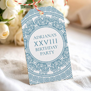 Etiqueta Para Presente Festa de aniversário grega com toga com design azu