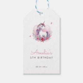 Etiqueta Para Presente Festa de Aniversário Mágica Unicórnio Floral Aquar