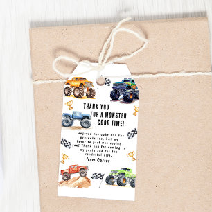 Etiqueta Para Presente Festa de aniversário Monster Truck Obrigado Etique
