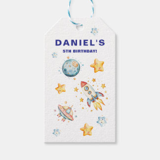 Etiqueta Para Presente Festa de Aniversário Personalizada com Tema Espaci