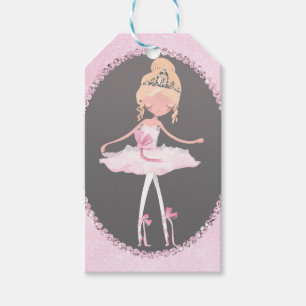 Etiqueta Para Presente Festa de Aniversário Pink & Grey Couture Ballerina