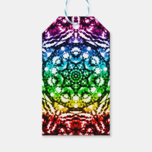 Etiqueta Para Presente Festa de aniversário Rainbow Tie Dye Mandala