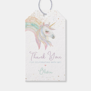Etiqueta Para Presente Festa de aniversário Rainbow Unicorn Pastel