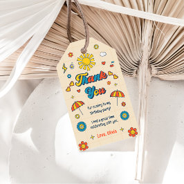 Etiqueta Para Presente Festa de aniversário Retroativa Groovy Obrigado Et