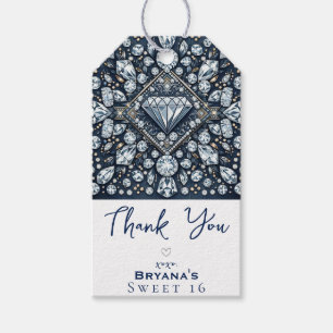 Etiqueta Para Presente Festa de Aniversário Rosa Brilho Glamouroso Denim