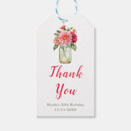 Etiqueta Para Presente Festa de aniversário Rosa Dahlias Mason Jar