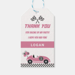 Etiqueta Para Presente Festa de aniversário Rosa De Carro Raça Obrigado E