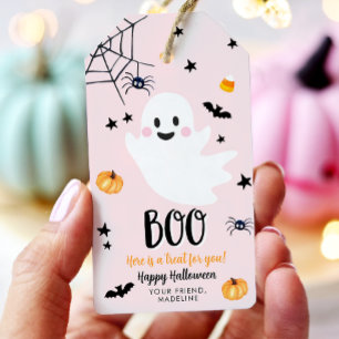 Etiqueta Para Presente Festa de Aniversário Rosa Espetacular de Fantasma