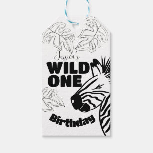 Etiqueta Para Presente Festa de Aniversário Safari Zebra Desenhada à Mão