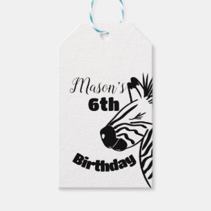 Etiqueta Para Presente Festa de Aniversário Safari Zebra Desenhada à Mão 