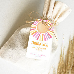 Etiqueta Para Presente Festa de aniversário solar cor-de-rosa Boho