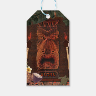 Etiqueta Para Presente Festa de Aniversário Vintage Tiki Aloha Luau Havai