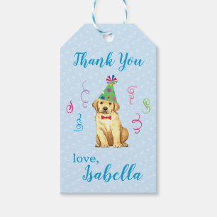 Etiqueta Para Presente Festa de aniversário Yellow Lab Obrigado