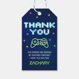 Etiqueta Para Presente Festa de Arcade de Jogo de Vídeo Obrigado Favorec