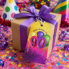 Etiqueta Para Presente Festa de Balões de Confete de Aniversário de 90 An