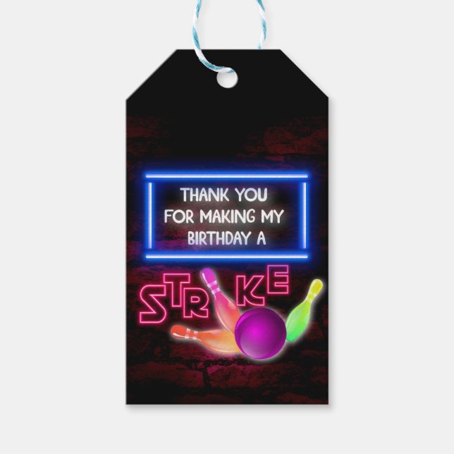 Etiqueta Para Presente Festa de boliches, Boliches Cósmicas, aniversário  (Frente)