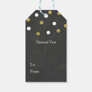 Etiqueta Para Presente Festa de Celebração do Confetti Dourado e Branco