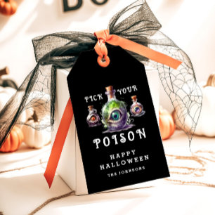 Etiqueta Para Presente Festa de Cocktail de Halloween Escolha Seu Veneno