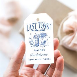 Etiqueta Para Presente Festa de Coquetel Moderna Solteira à Beira-Mar Azu