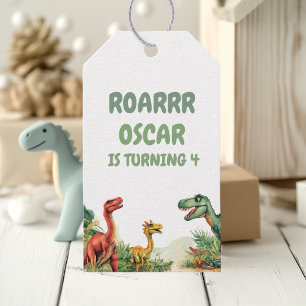 Etiqueta Para Presente Festa de Dinossauros em Bom Tempo
