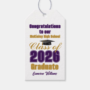 Etiqueta Para Presente Festa de Graduação da Turma de 2026 em Roxo Dourad