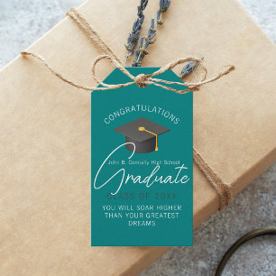 Etiqueta Para Presente Festa de Graduação Personalizada Azul Turquesa Mod
