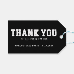 Etiqueta Para Presente Festa de Graduação Preto Branco Obrigado