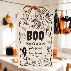 Etiqueta Para Presente Festa de Halloween Assustadora Espetacular Groovy