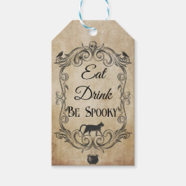 Etiqueta Para Presente Festa de Halloween do Crânio Gótico Adulto