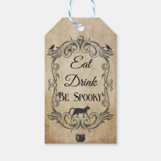 Etiqueta Para Presente Festa de Halloween do Crânio Gótico Adulto