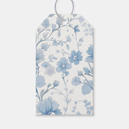 Etiqueta Para Presente Festa de Jardim Azul Floral Elegante e Caprichosa