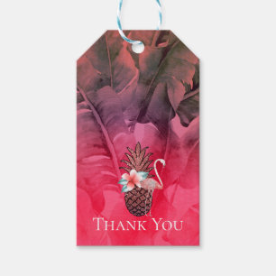 Etiqueta Para Presente Festa de Luau de Abacaxi com Brilho Tropical Rosa