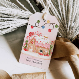 Etiqueta Para Presente Festa de Natal da Casa de Pão de Gengibre