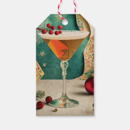 Etiqueta Para Presente Festa de Natal de Cocktail da Metade do Século Hap