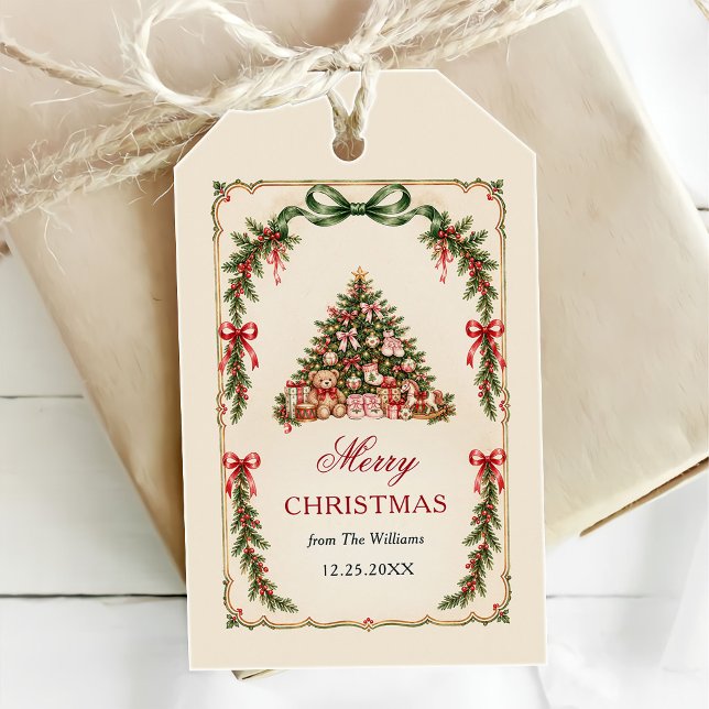 Etiqueta Para Presente Festa de Natal do Arco Vermelho do Quebra-Nozes (Criador carregado)
