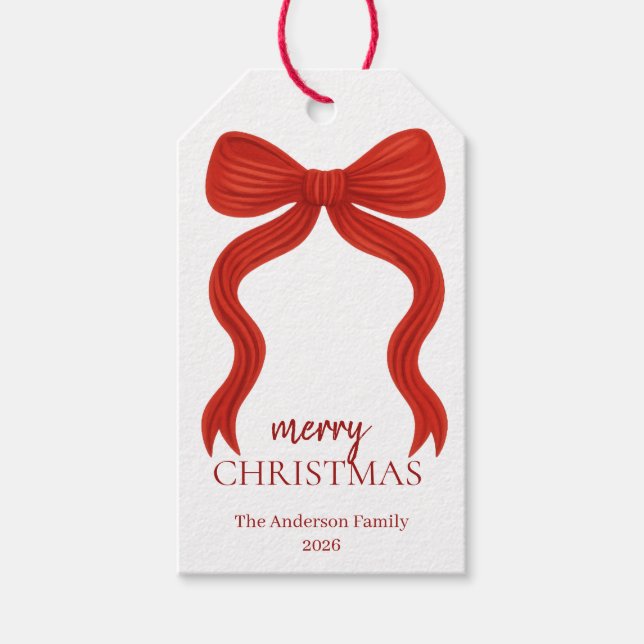 Etiqueta Para Presente Festa de Natal do Arco Vermelho Elegante - (Frente)